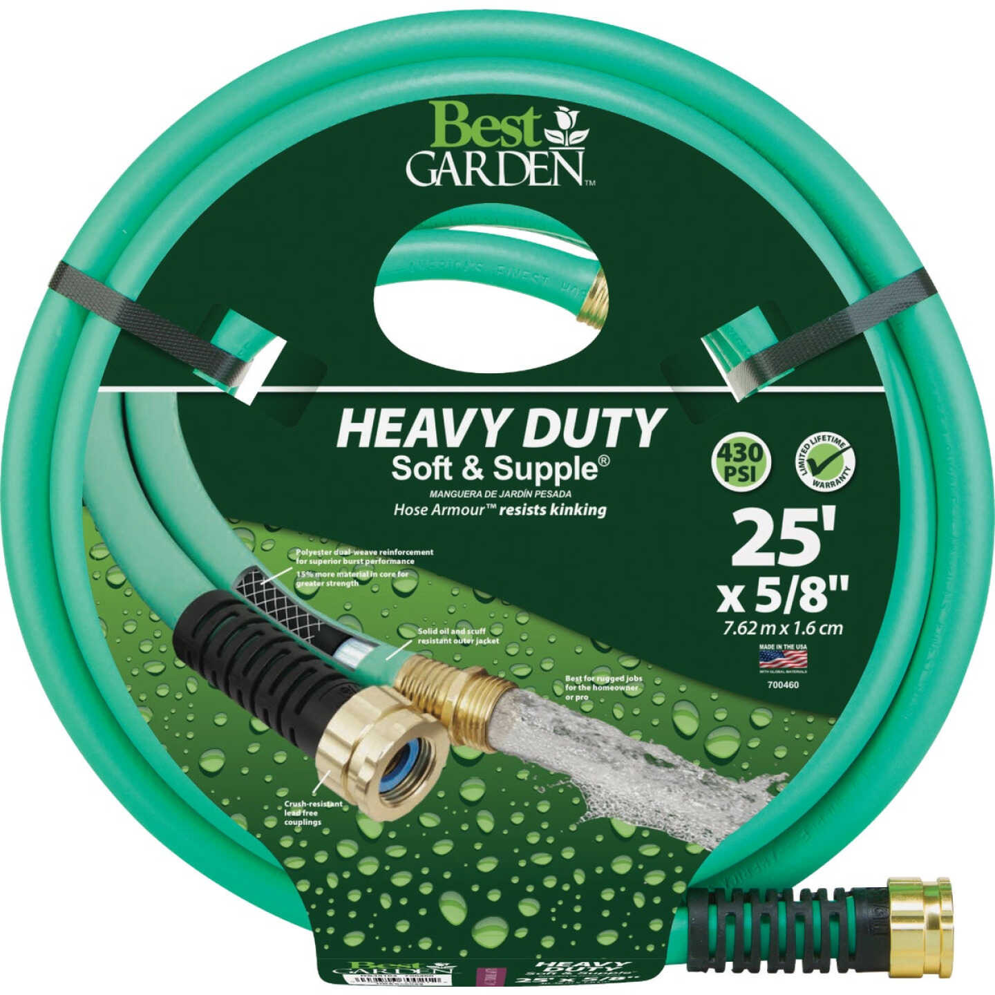 Best Garden 5/8 In. Dia. x 25 Ft. L. Heavy-Duty Soft & Supple Garden Hose Image 1