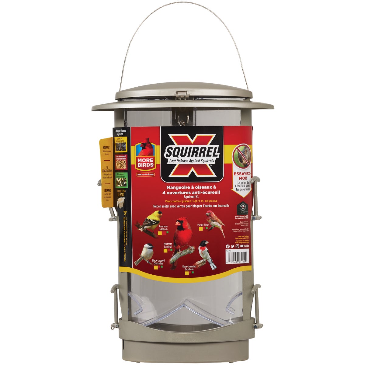 Squirrel X1 Tan Plastic 4.2 Lb. Capacity Elliptical Tube Bird Feeder Image 3