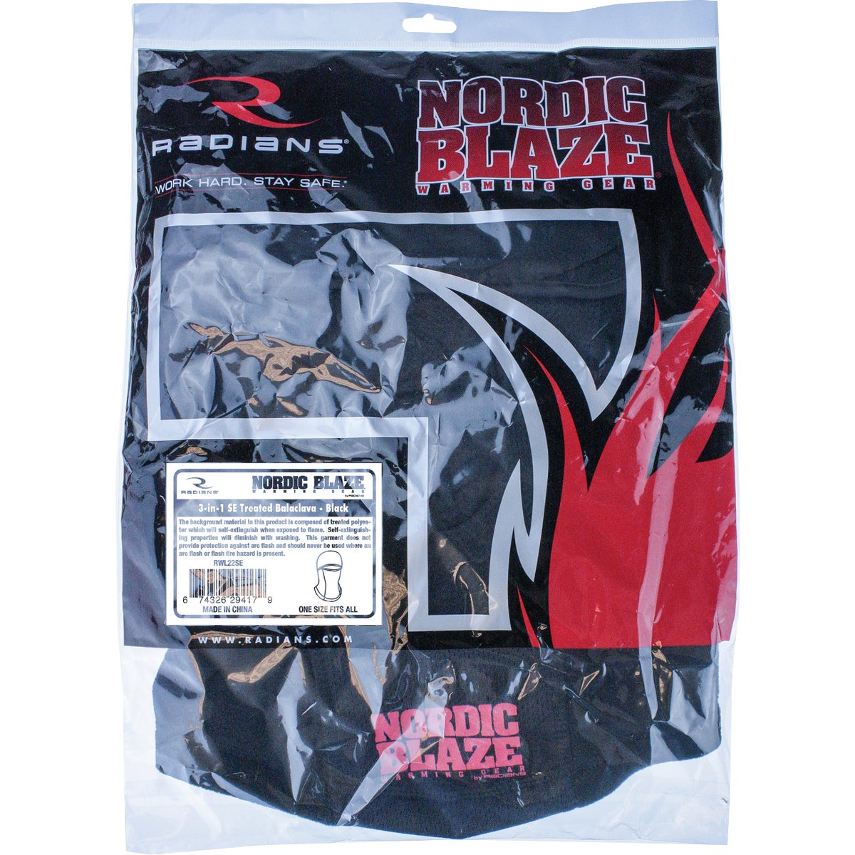 Radians Nordic Blaze Black Balaclava Style Fleece Facemask Image 2
