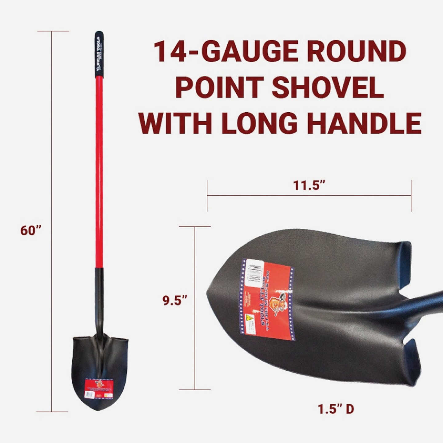 Bully Tools 50 In. Fiberglass Handle Round Point Shovel Image 2