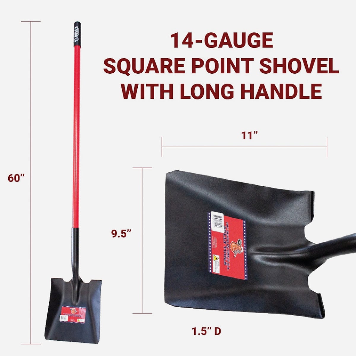 Bully Tools 50 In. Fiberglass Handle Square Point Shovel Image 2