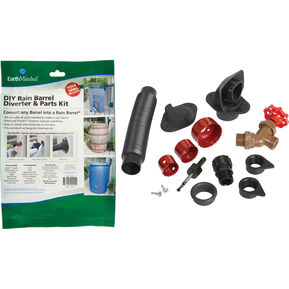 Earth Minded Black DIY Rain Barrel Diverter Kit