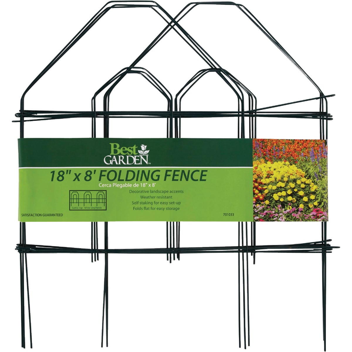 Best Garden 8 Ft. Green Galvanized Wire Folding Fence Image 2