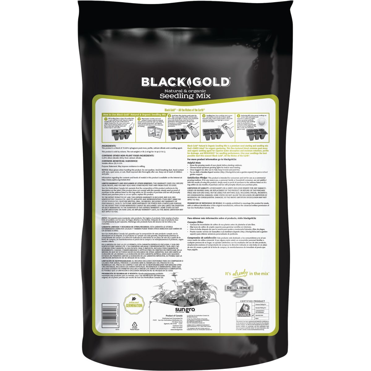 Black Gold 16 Qt. 8-1/3 Lb. All Purpose Container Potting Seed Starting Mix Image 4