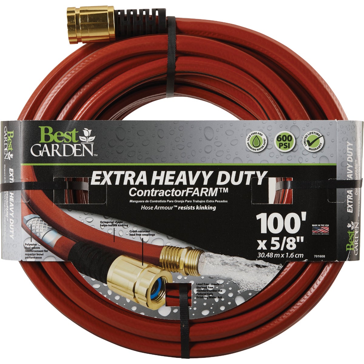 Best Garden 5/8 In. Dia. x 100 Ft. L. Drinking Water Safe Contractor Hose Image 1