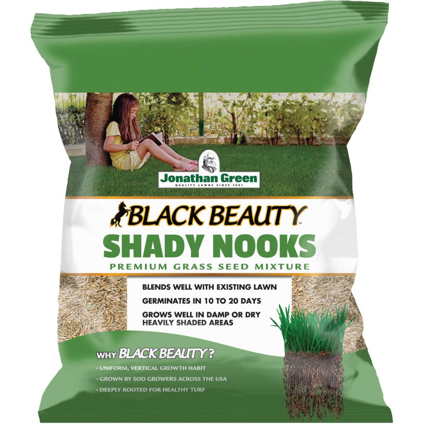 Jonathan Green Black Beauty Shady Nooks 3 Lb. 1125 Sq. Ft. Coverage Trivialis, Fescue, Ryegrass Grass Seed Image 1