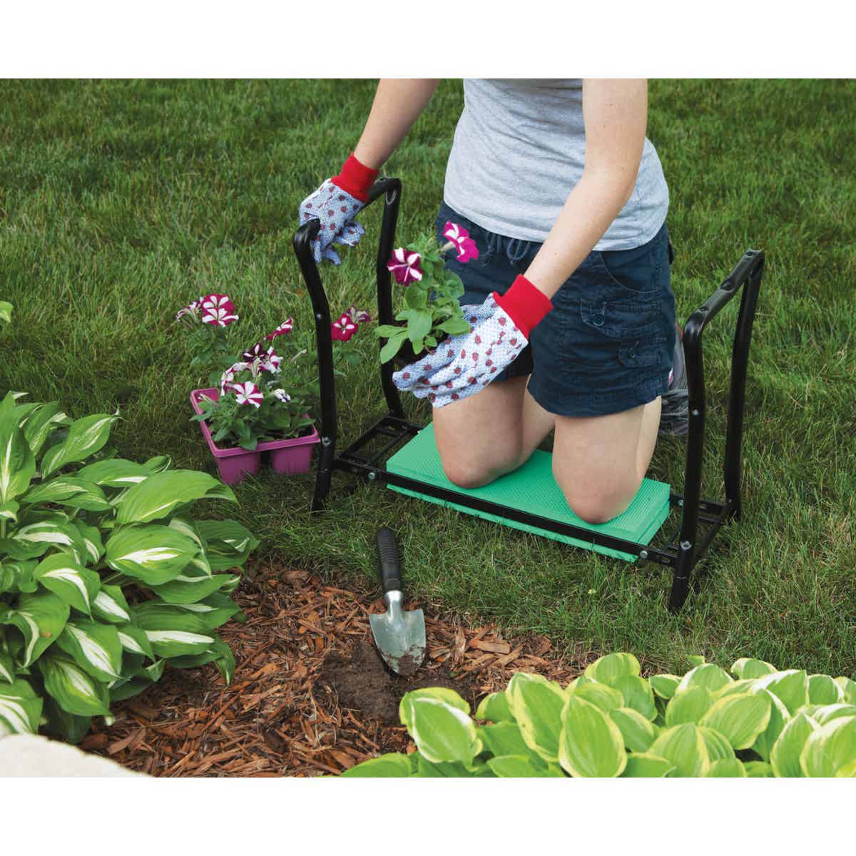 Best Garden Green Foam Pad with Black Steel Frame Garden Kneeler Bench Image 3