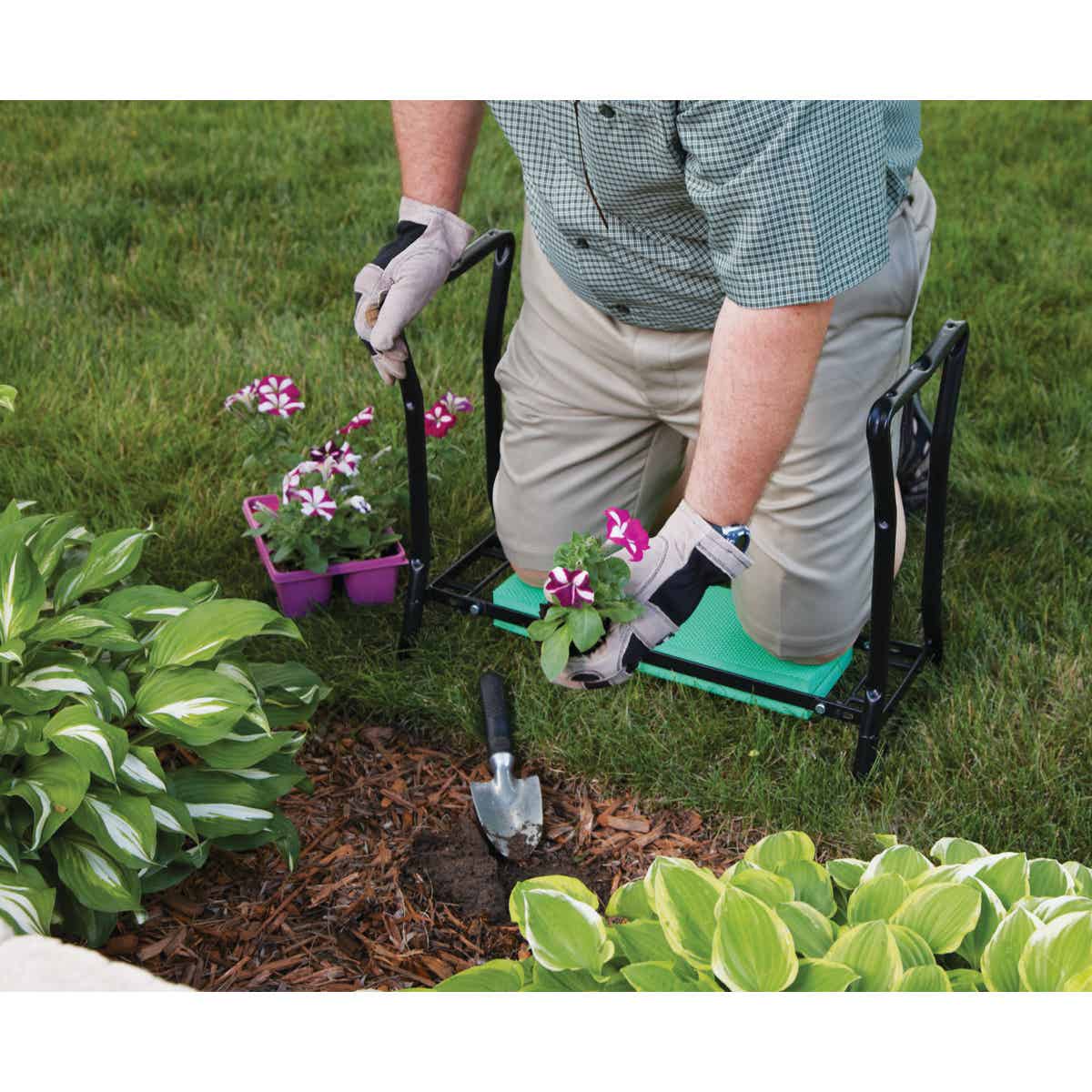 Best Garden Green Foam Pad with Black Steel Frame Garden Kneeler Bench Image 9