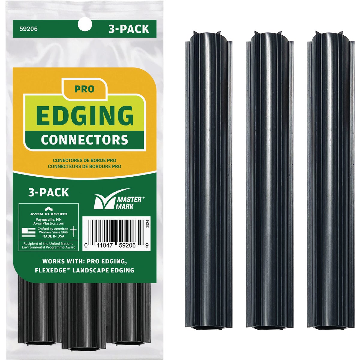 Master Mark Pro Straight Black Plastic  Lawn Edging Coupler (3-Pack)