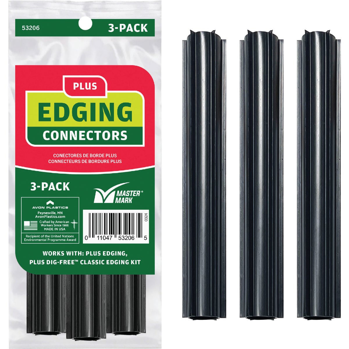 Master Mark Plus Straight Black Plastic Lawn Edging Coupler (3-Pack)