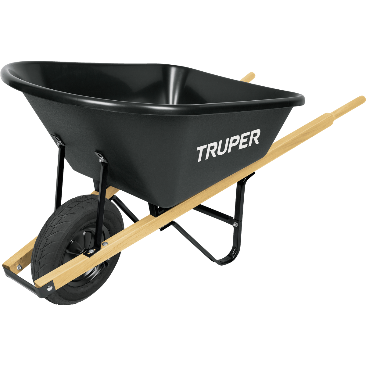 Truper 6 Cu. Ft. Poly Wheelbarrow with Steel Handle