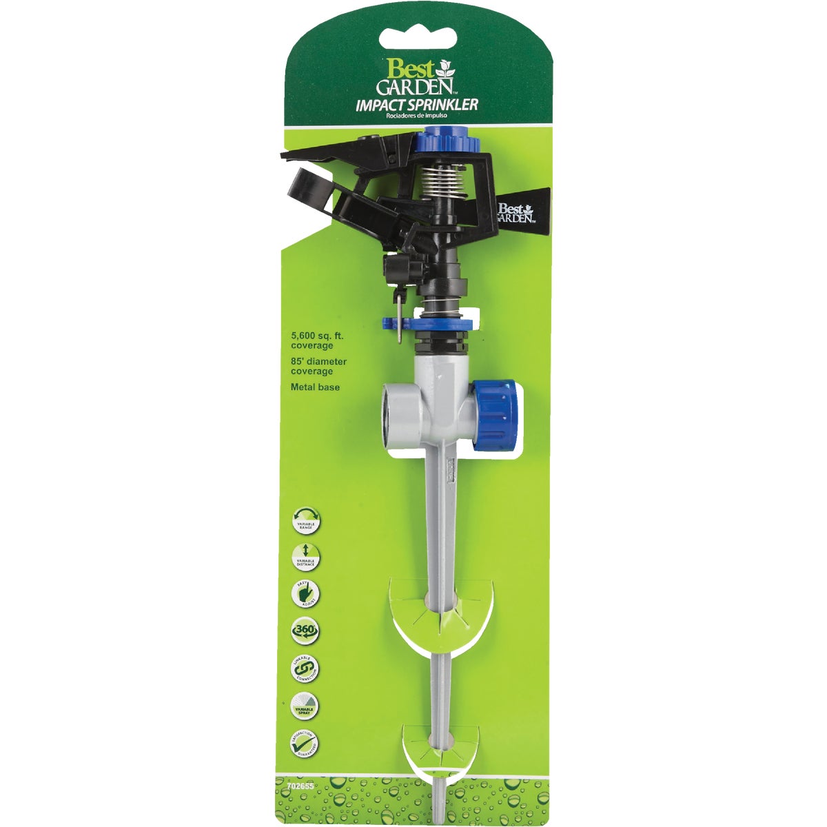 Best Garden Poly & Metal 5600 Sq. Ft. Spike Impulse Sprinkler Image 2