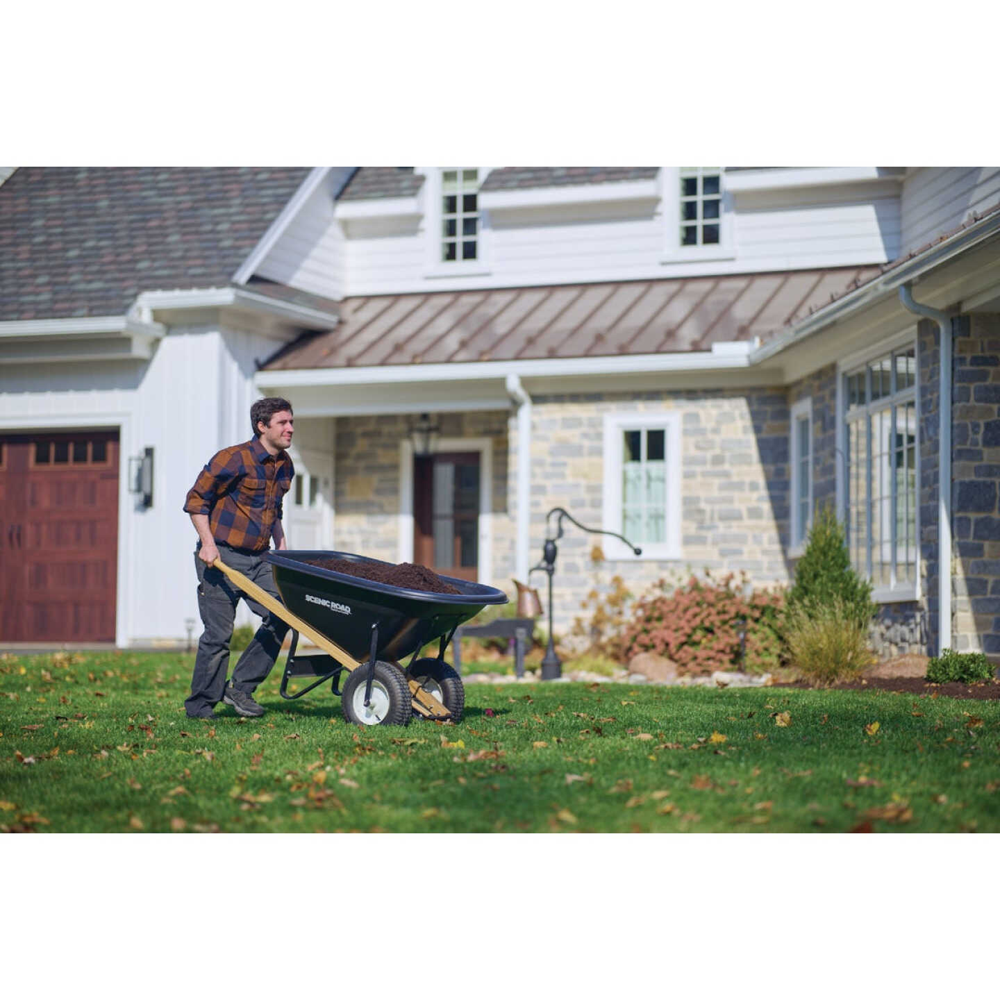 Scenic Road 8 Cu. Ft. Dual-Wheel Heavy Duty High-Density Poly Wheelbarrow Image 2