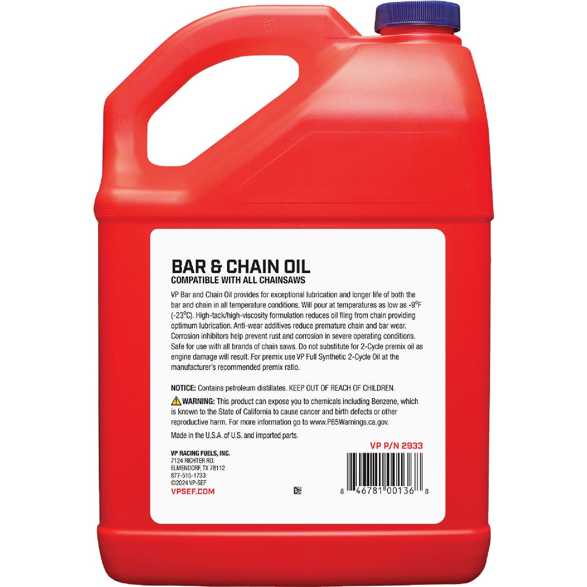 VP Racing Fuels Gallon Bar and Chain Oil Image 2