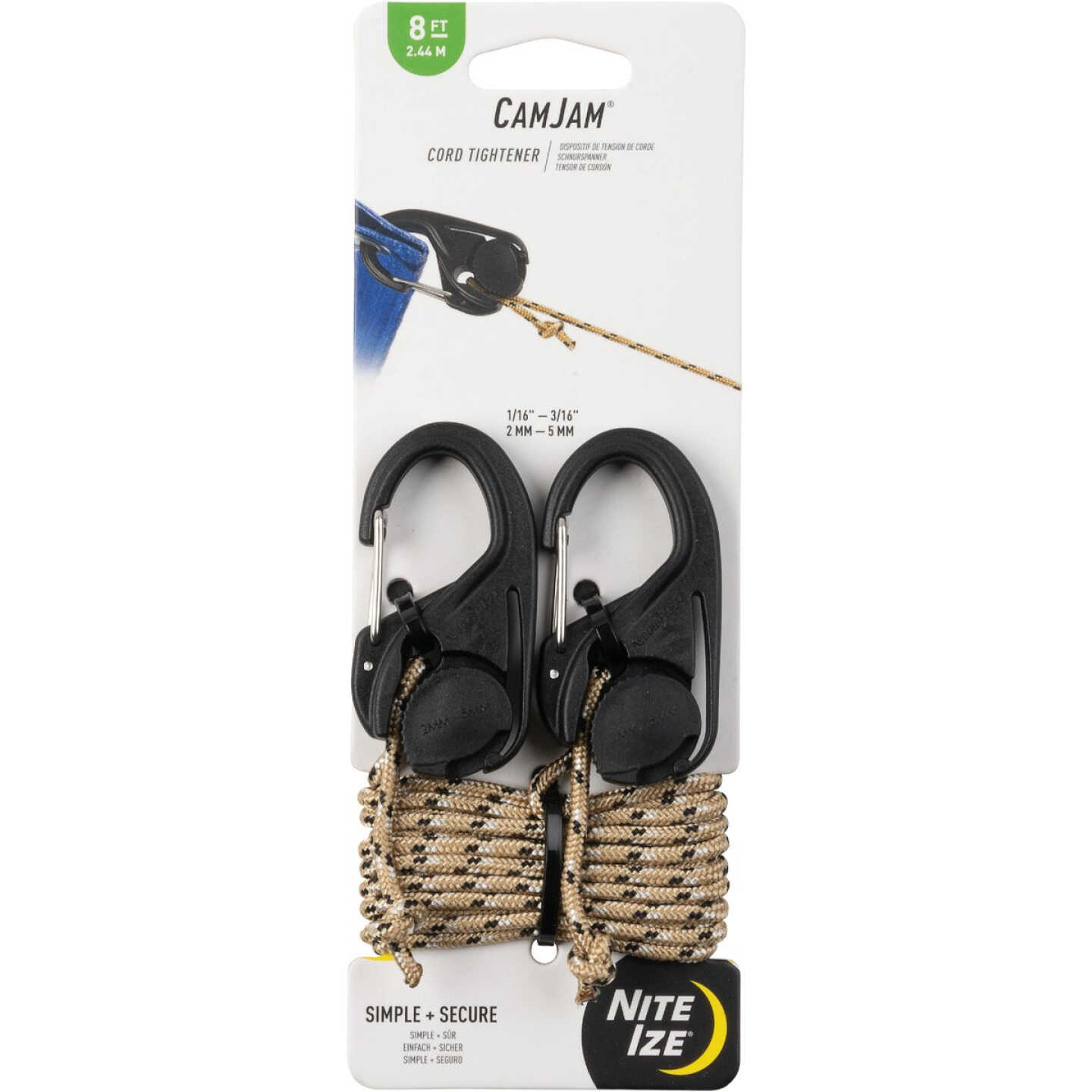 Nite Ize CamJam Rope Tightener with Rope, (2-Pack) Image 1