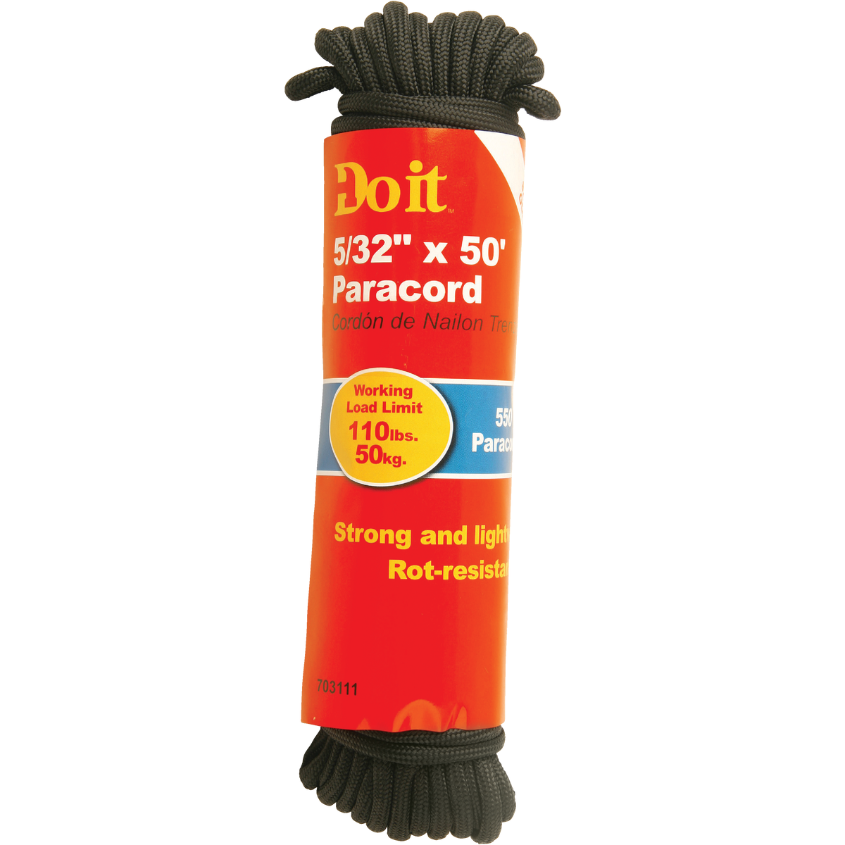 Do it Best 550 5/32 In. x 50 Ft. Black Nylon Paracord