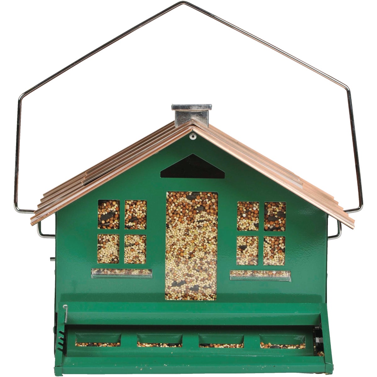 Perky-Pet Squirrel-Be-Gone Green Metal 12 Lb. Capacity Bird Feeder Image 3