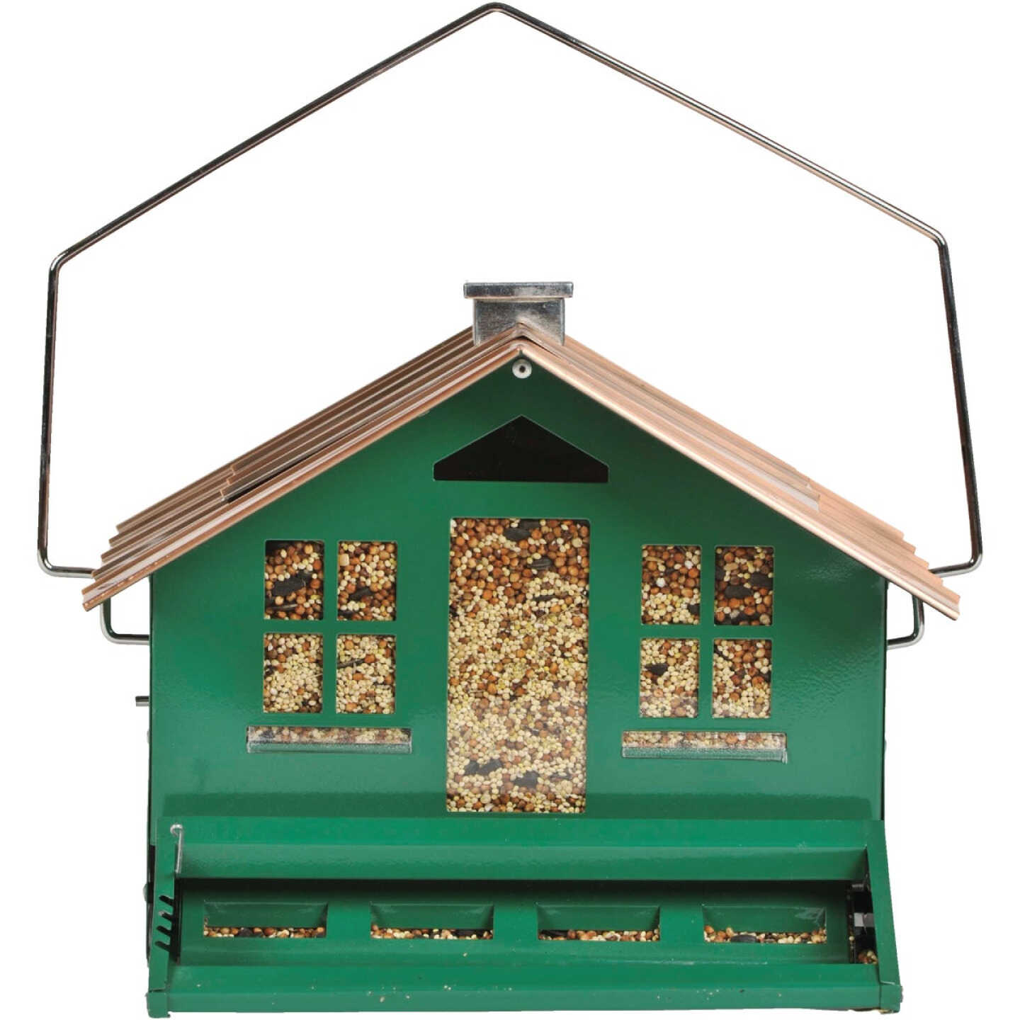 Perky-Pet Squirrel-Be-Gone Green Metal 12 Lb. Capacity Bird Feeder Image 3