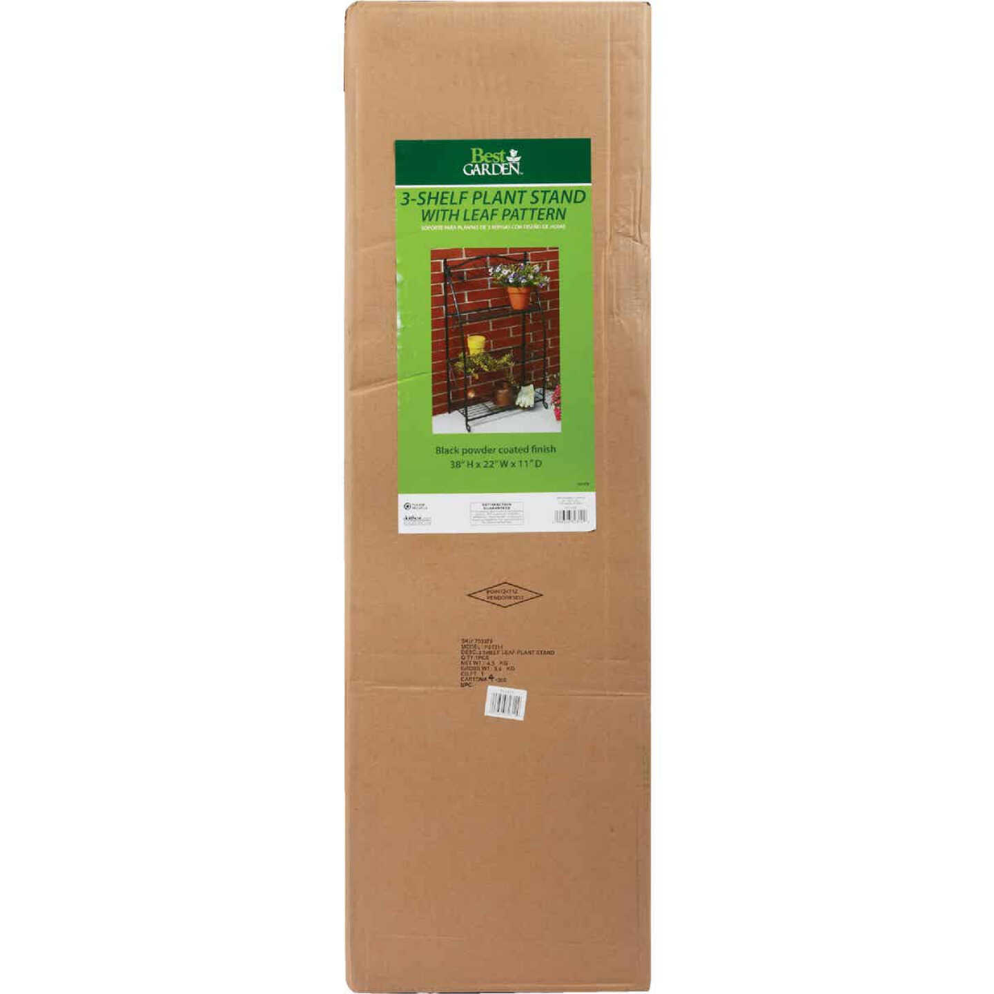 Best Garden Black Powder-Coat Steel 38 In. H. 3-Shelf Indoor/Outdoor Plant Stand Image 2