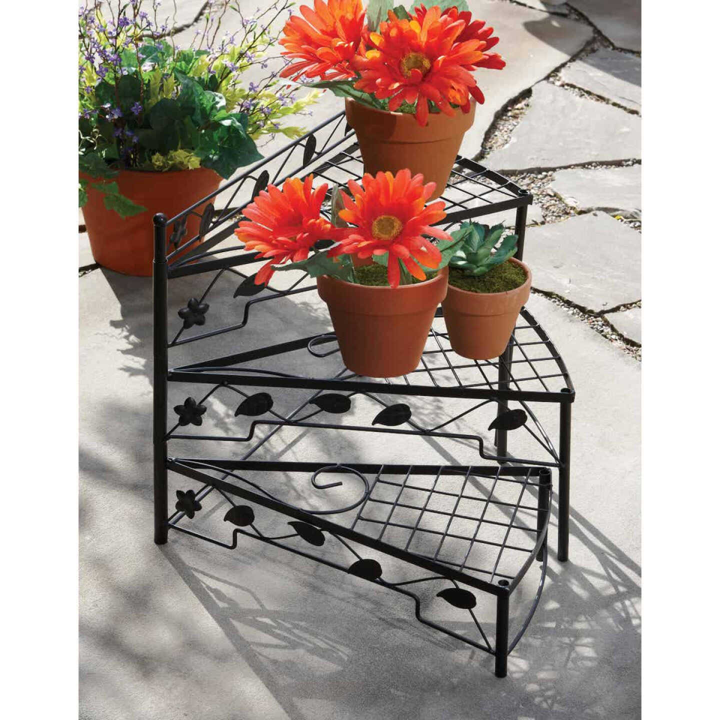 Best Garden Black Steel 17 In. H. Adjustable Plant Stand Image 2