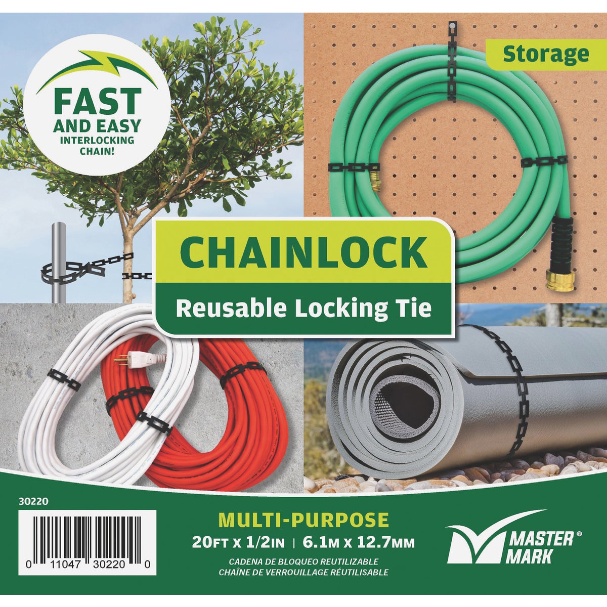 Master Mark 1/2 In. W. x 20 Ft. L. Plastic Black Chainlock Tree Support Image 2