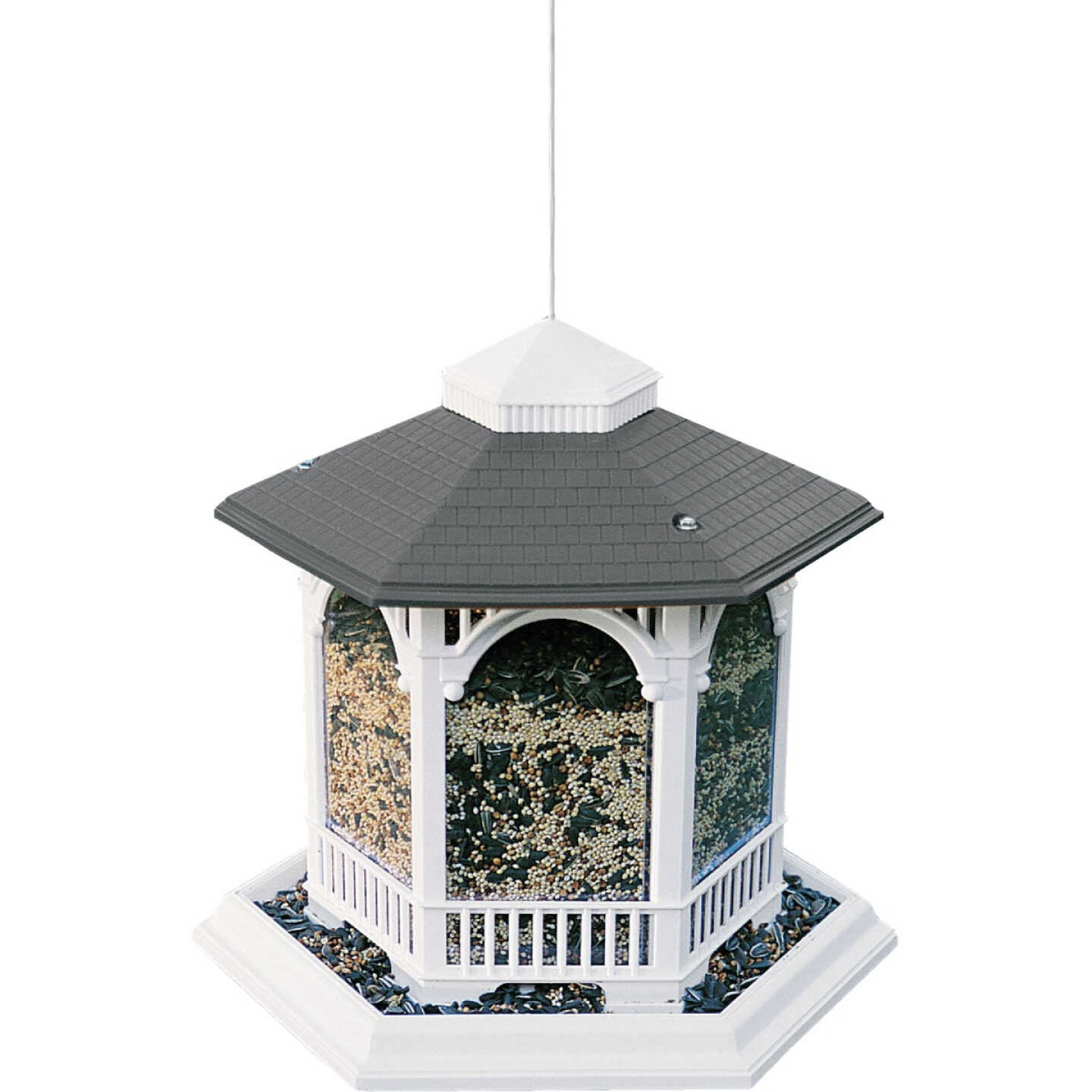 Cherry Valley White Plastic 10 Lb. Capacity Gazebo Bird Feeder Image 1