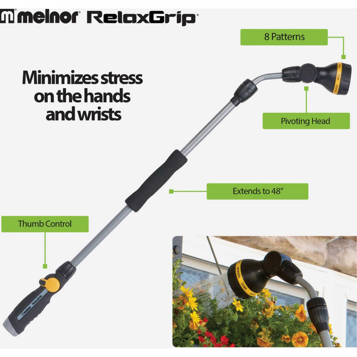 Melnor RelaxGrip 8-Pattern Watering Extension Wand Image 2