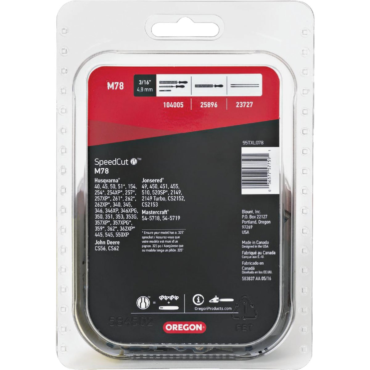 Oregon M78 SpeedCut Saw Chain for 20 in. Bar - 78 Drive Links - fits Husqvarna and Mastercraft Image 4