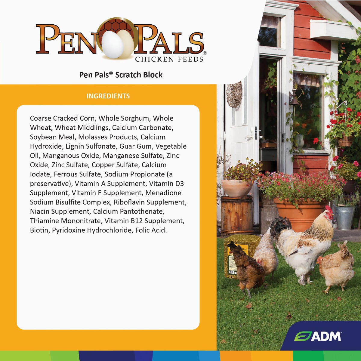 ADM Pen Pals 25 Lb. Poultry Scratch Block Chicken Feed Image 3