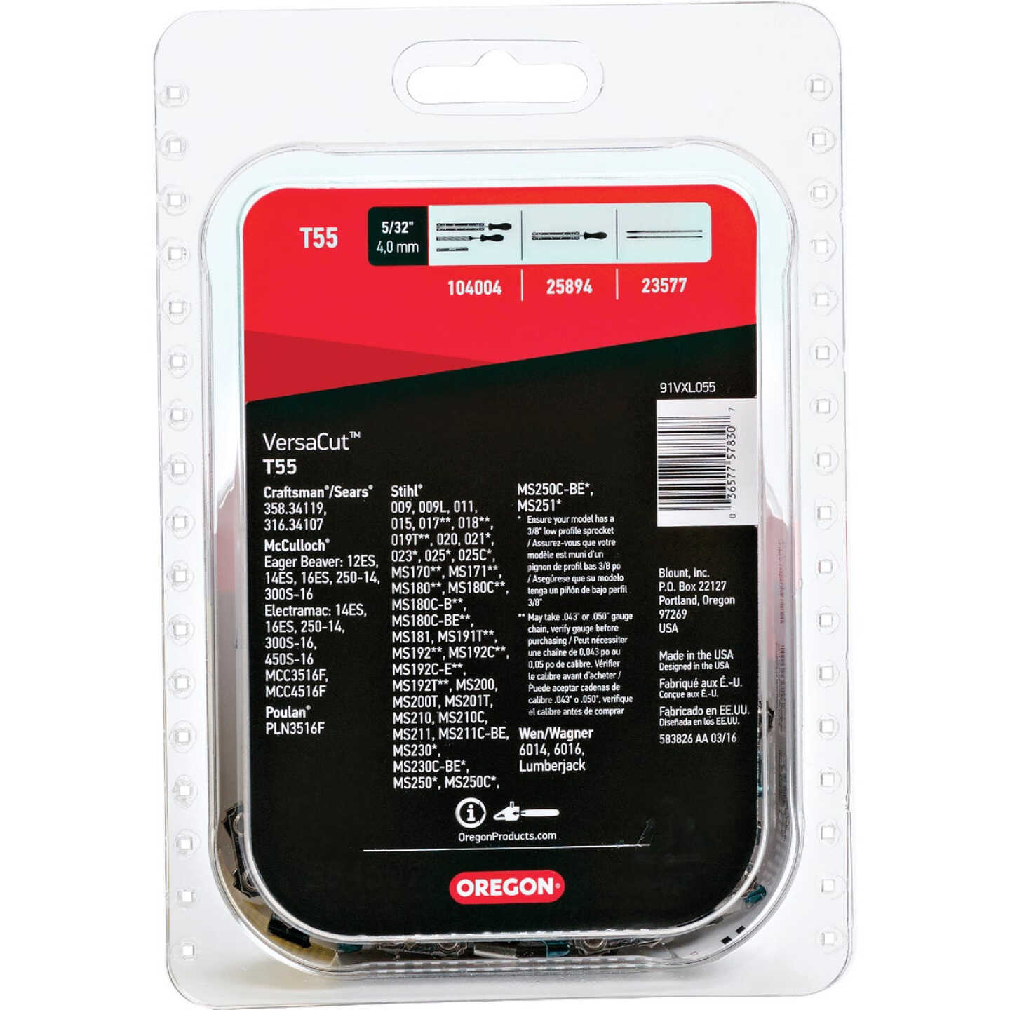 Oregon T55 VersaCut Saw Chain for 16 in. Bar - 55 Drive Links - fits Stihl, Craftsman, McCulloch and Poulan Image 7