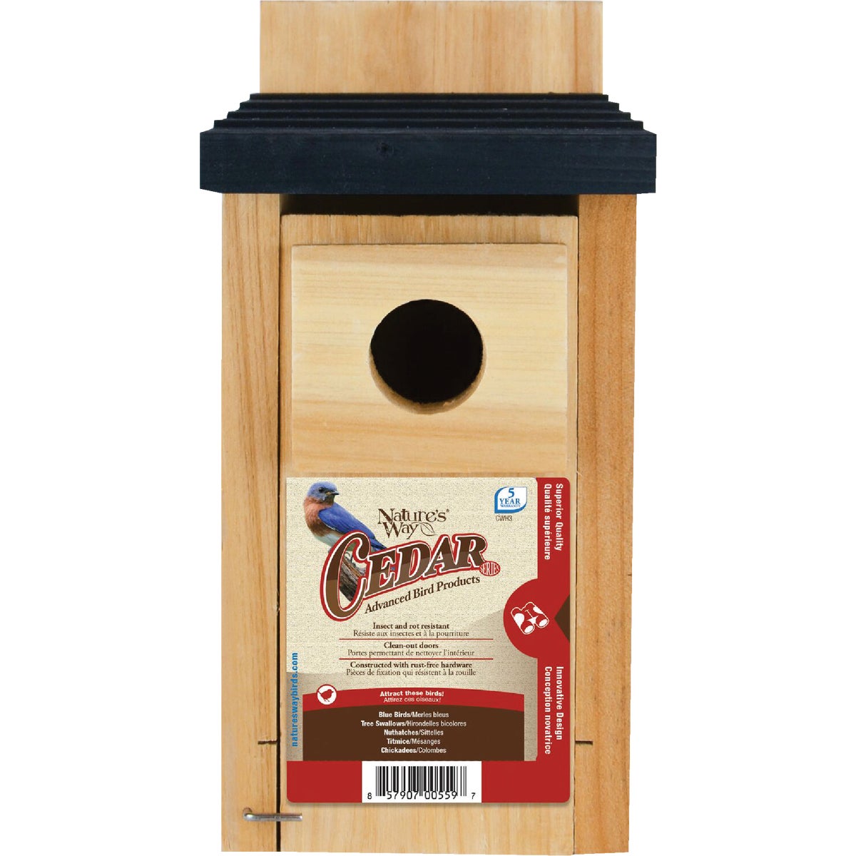 Nature's Way 5.19 In.x 12 In. x 7.88 In. Natural Cedar Bluebird Box House Image 2