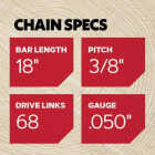 Oregon E68 PowerCut Saw Chain for 18in. Bar - 68 Drive Links - fits Husqvarna, Jonsered, Poulan, Efco, Makita and others Image 5