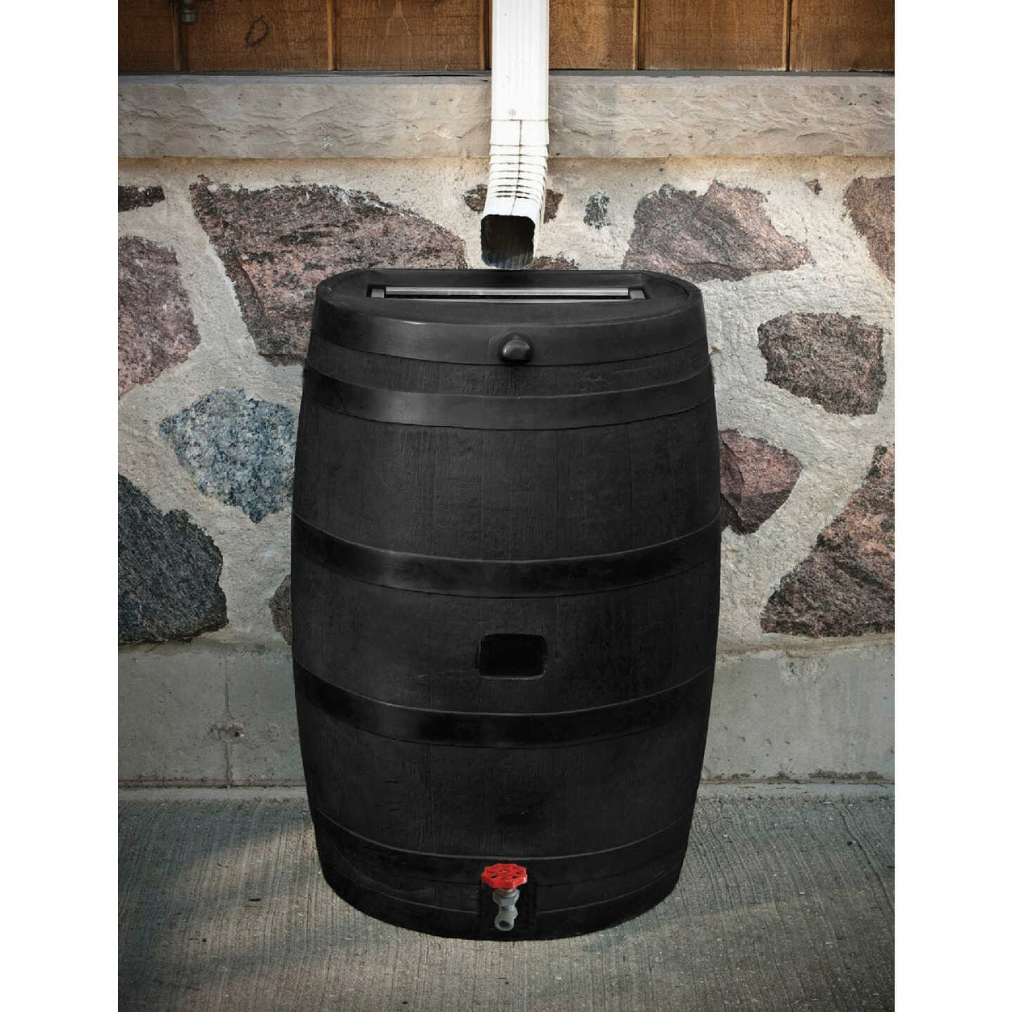 RTS Home Accents ECO 50 Gal. Black Recycled Polyethylene Rain Barrel Image 2