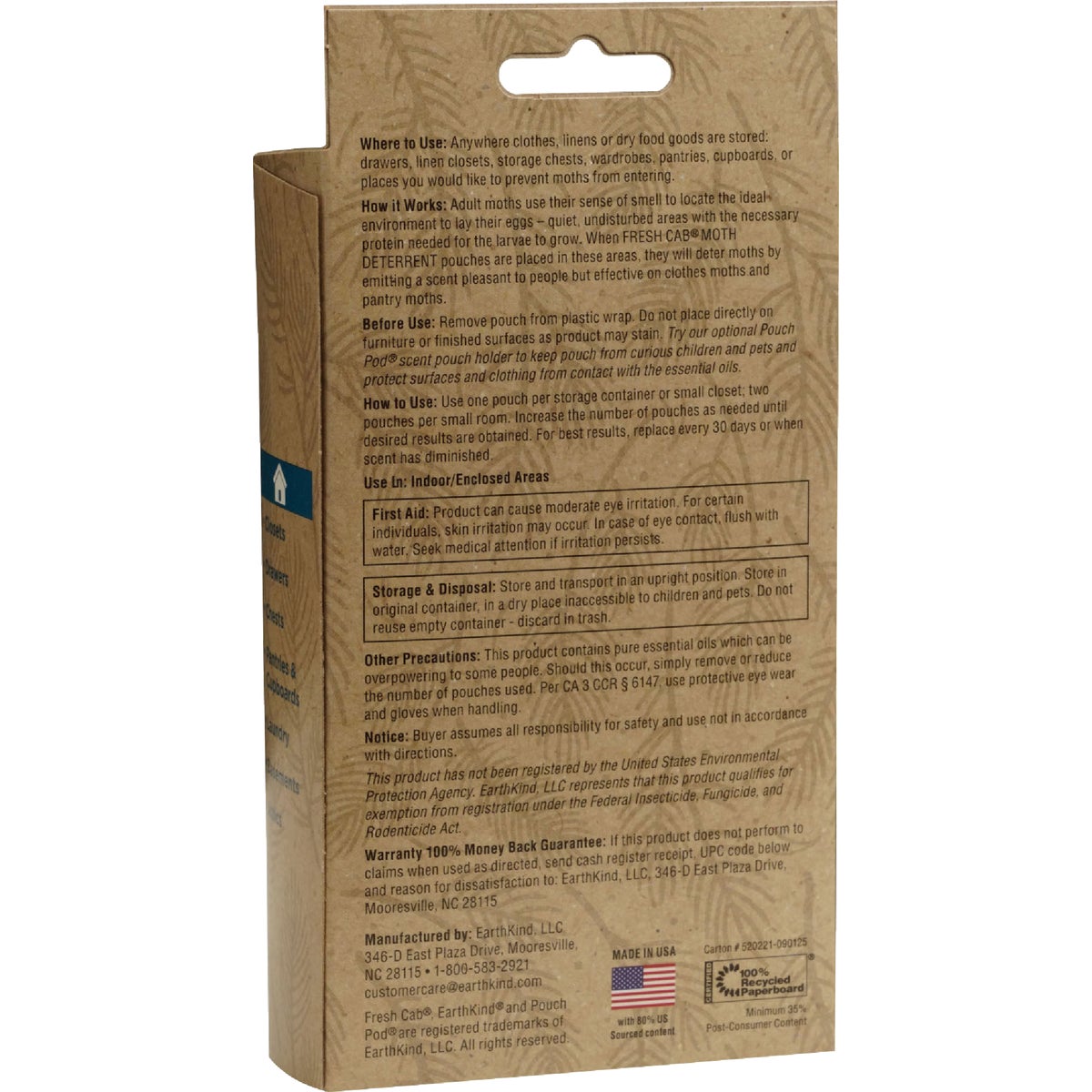 EarthKindFresh Cab 30 to 60-Day Natural Moth Repellent Refill Pouch (2-Pack) Image 6
