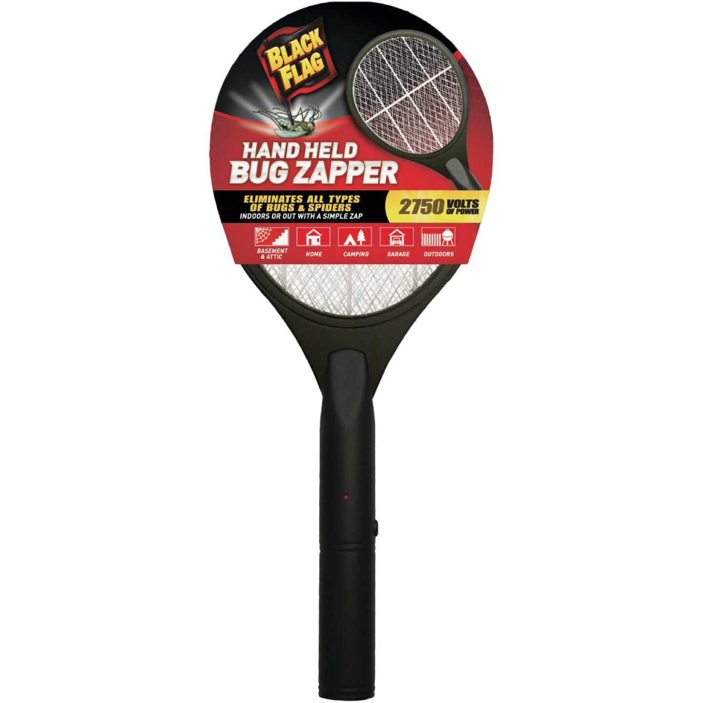 Black Flag Battery Operated 2750V Handheld Racket-Style Bug Zapper Image 1
