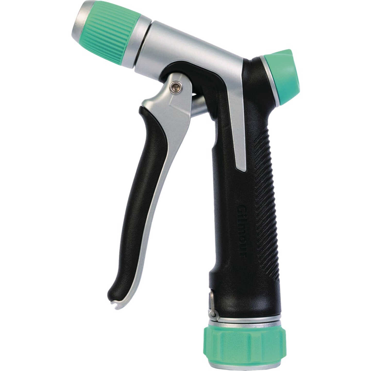 Gilmour Stainless Steel Adjustable Pistol Nozzle, Black & Green Image 1