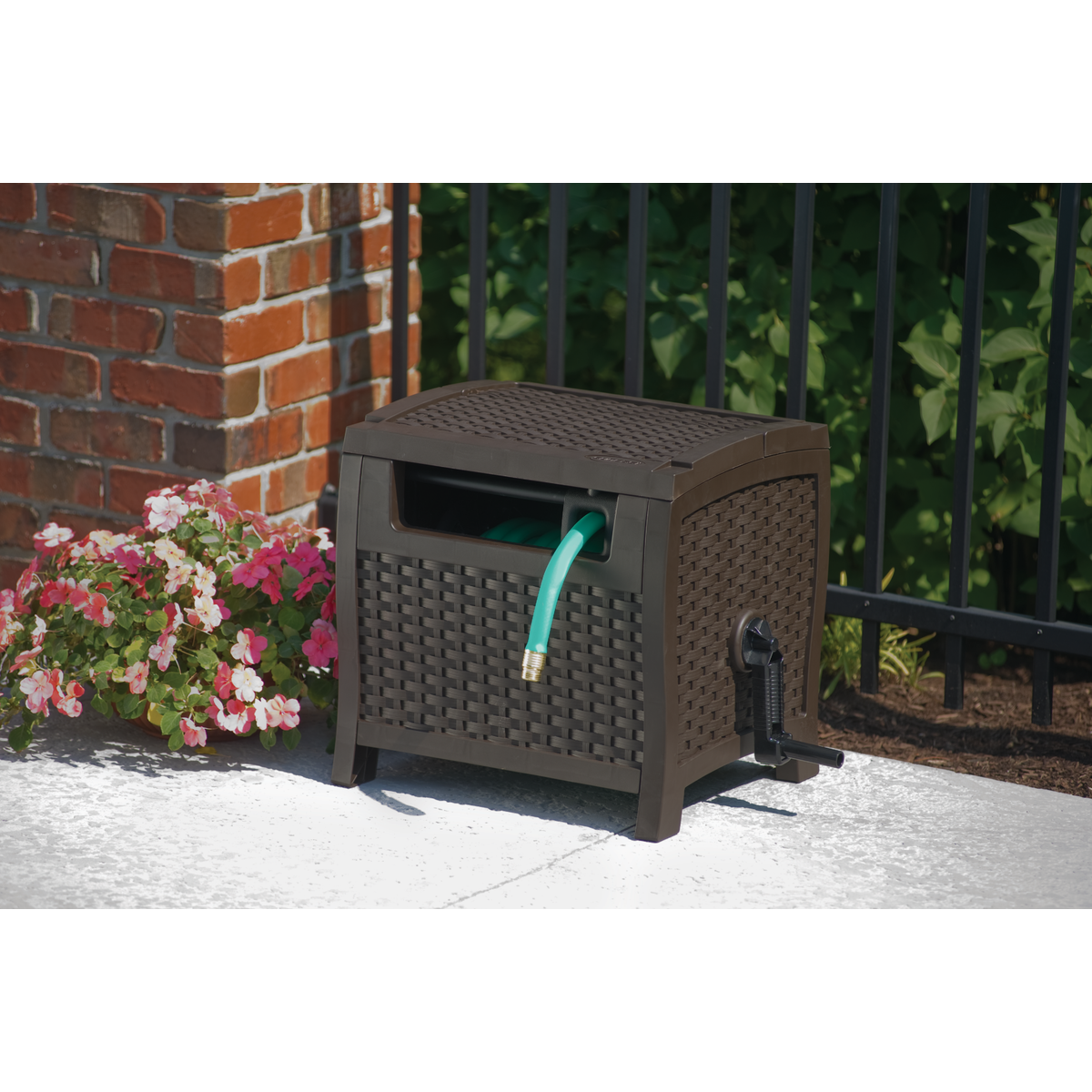 Suncast Slidetrak Hose 175 Ft. x 5/8 In. Brown Resin Hideaway Hose Reel Image 2