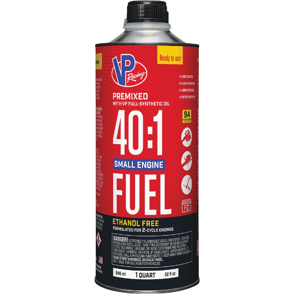 VP Racing Fuels 32 Oz. 40:1 Ethanol-Free Gas & Oil Pre-Mix Image 1