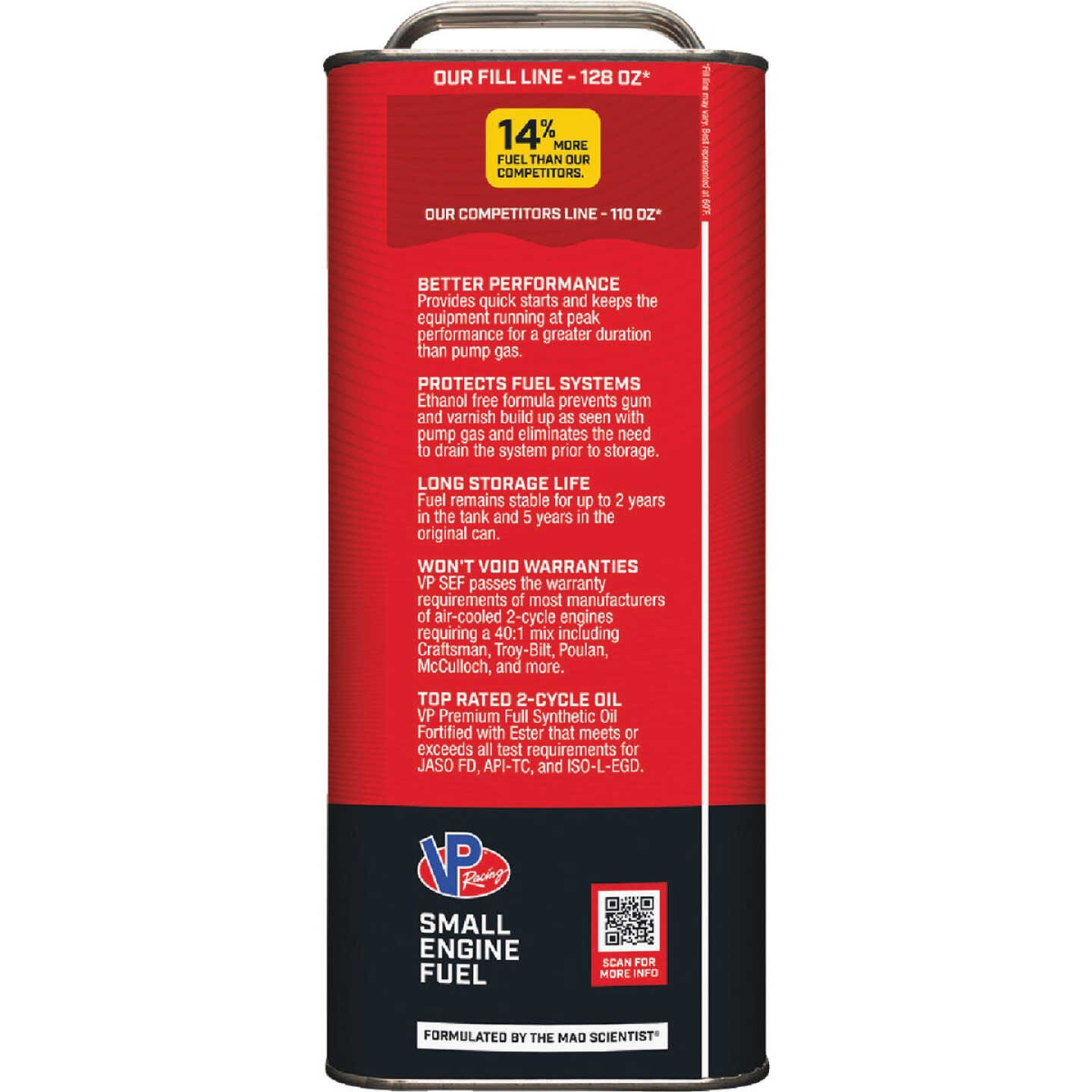 VP Racing Fuels 1 Gal. 40:1 Ethanol-Free Gas & Oil Pre-Mix Image 3