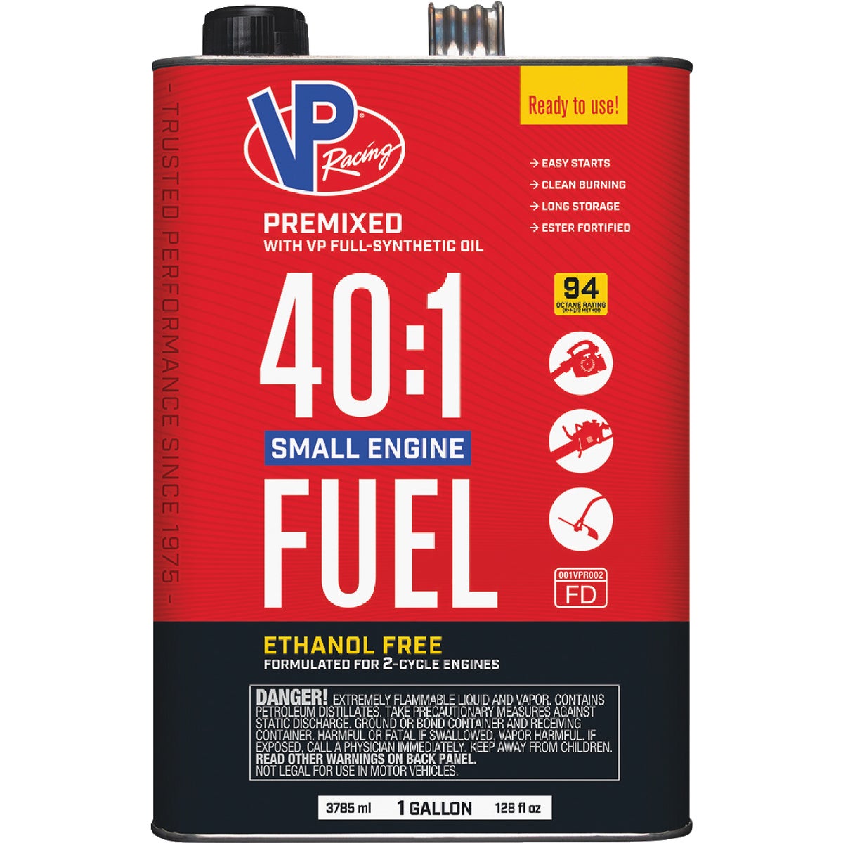 VP Racing Fuels 1 Gal. 40:1 Ethanol-Free Gas & Oil Pre-Mix Image 1