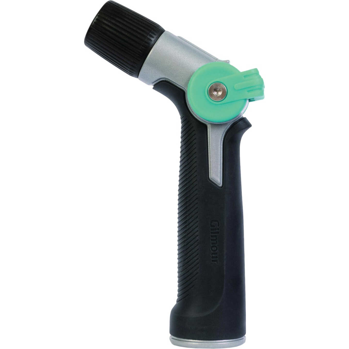 Gilmour Metal Adjustable Thumb Control Pistol Nozzle, Black & Green Image 1