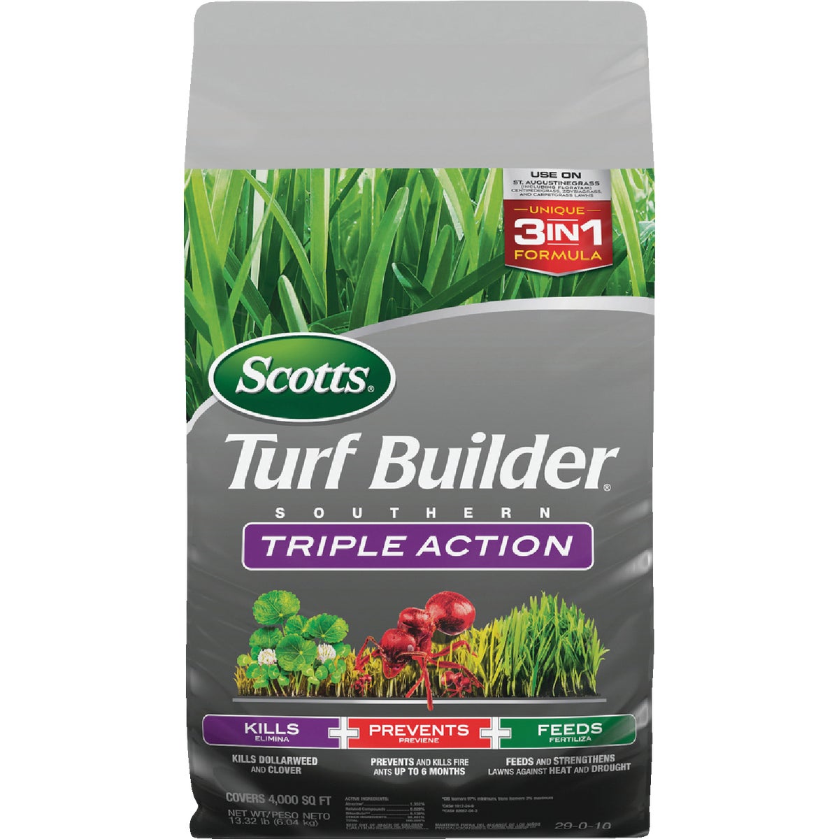 Scotts Turf Builder Southern Triple Action 13.32 Lb. 4000 Sq. Ft. Weed Killer Plus Lawn Fertilizer