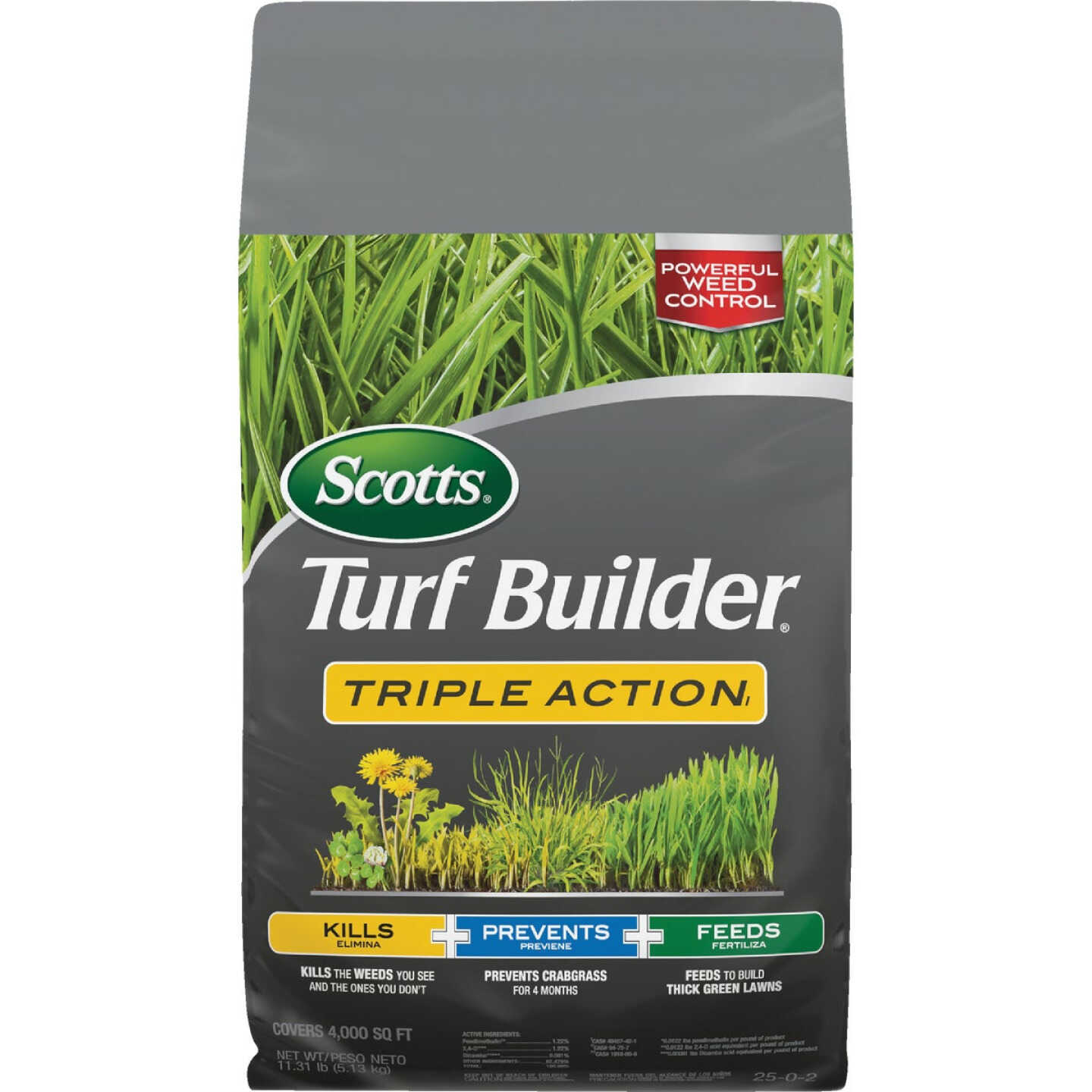 Scotts Turf Builder Triple Action 11.31 Lb. 4000 Sq. Ft. Weed Killer Plus Lawn Fertilizer Image 1