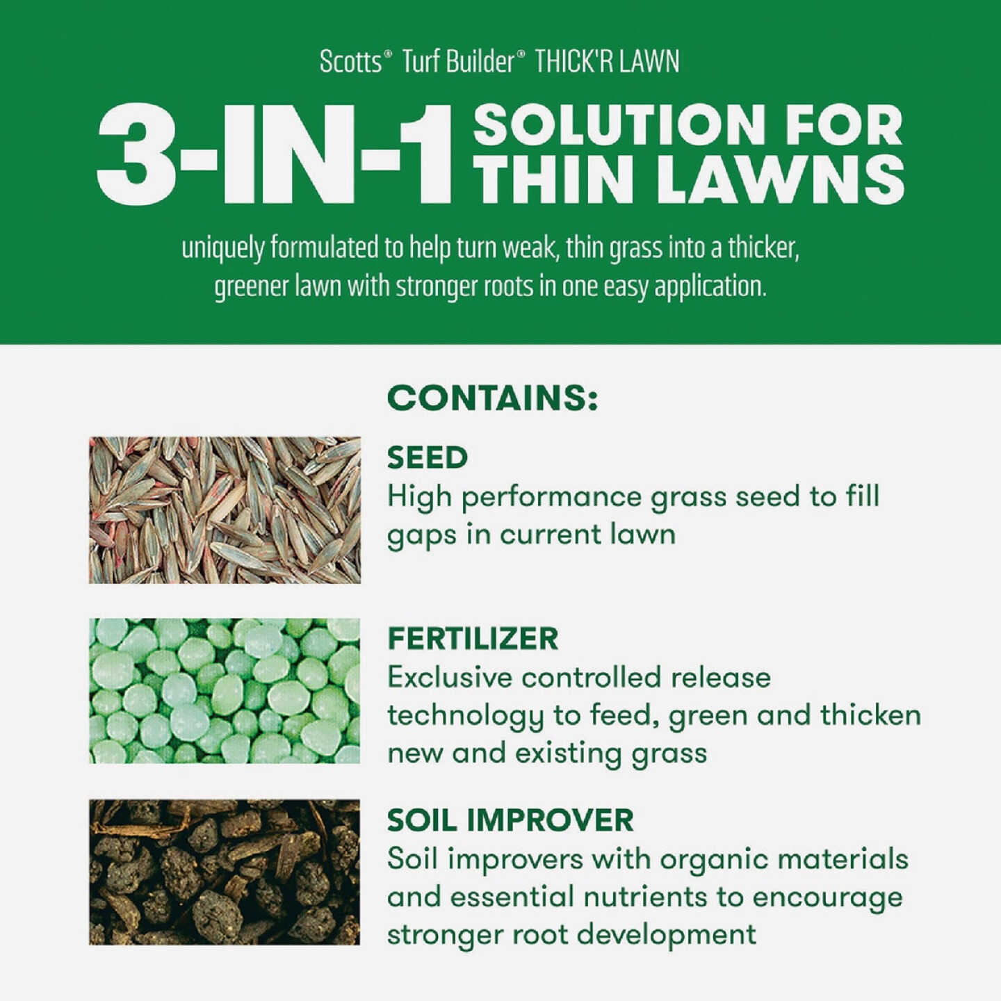 Scotts Turf Builder Thick'R Lawn 40 Lb. 4000 Sq. Ft. Tall Fescue Mix Grass Seed, Fertilizer, and Soil Improver Combination Image 2