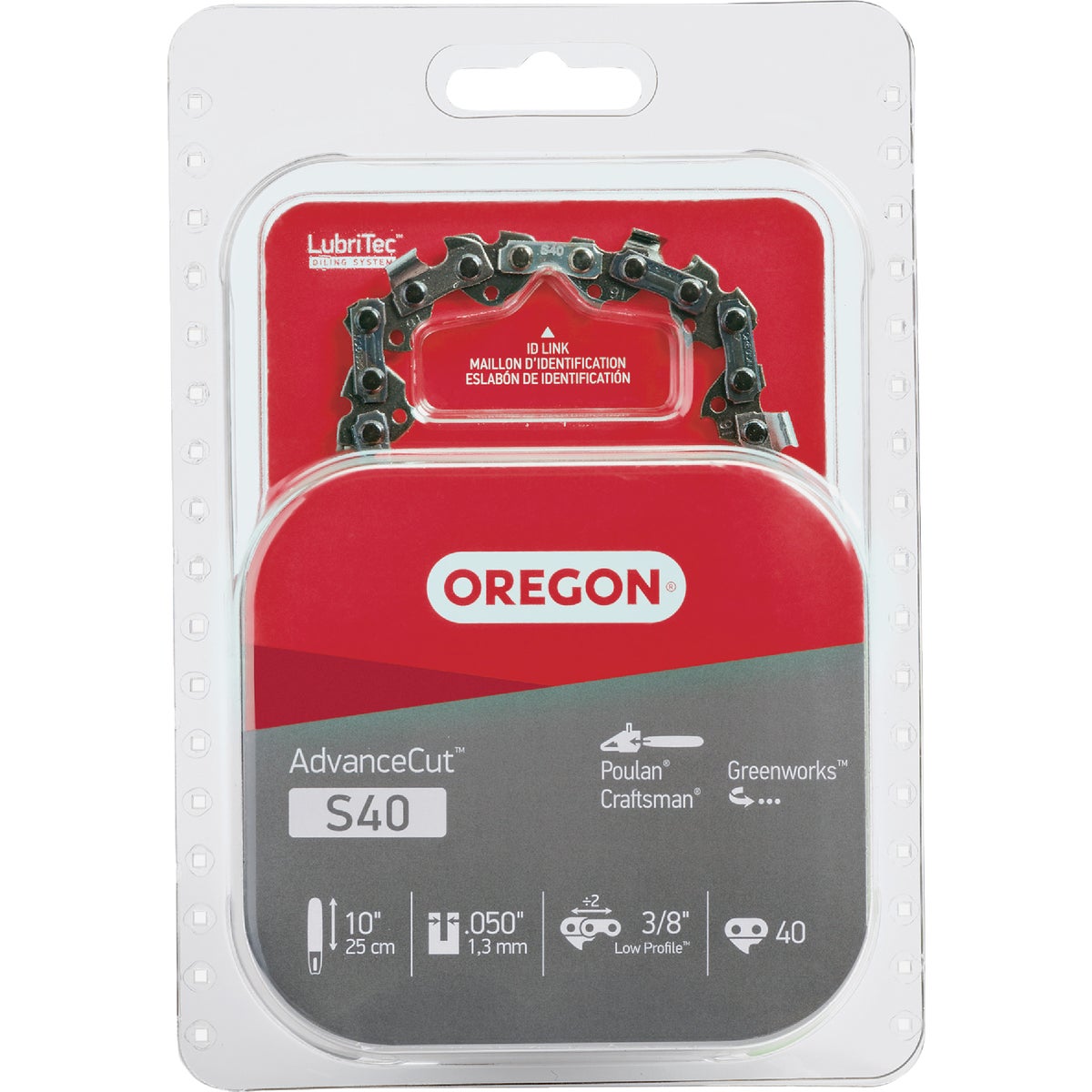 Oregon S40 AdvanceCut Chainsaw Chain for 10-Inch Bar -40 Drive Links   fits Echo, Greenworks, Poulan and more Image 1
