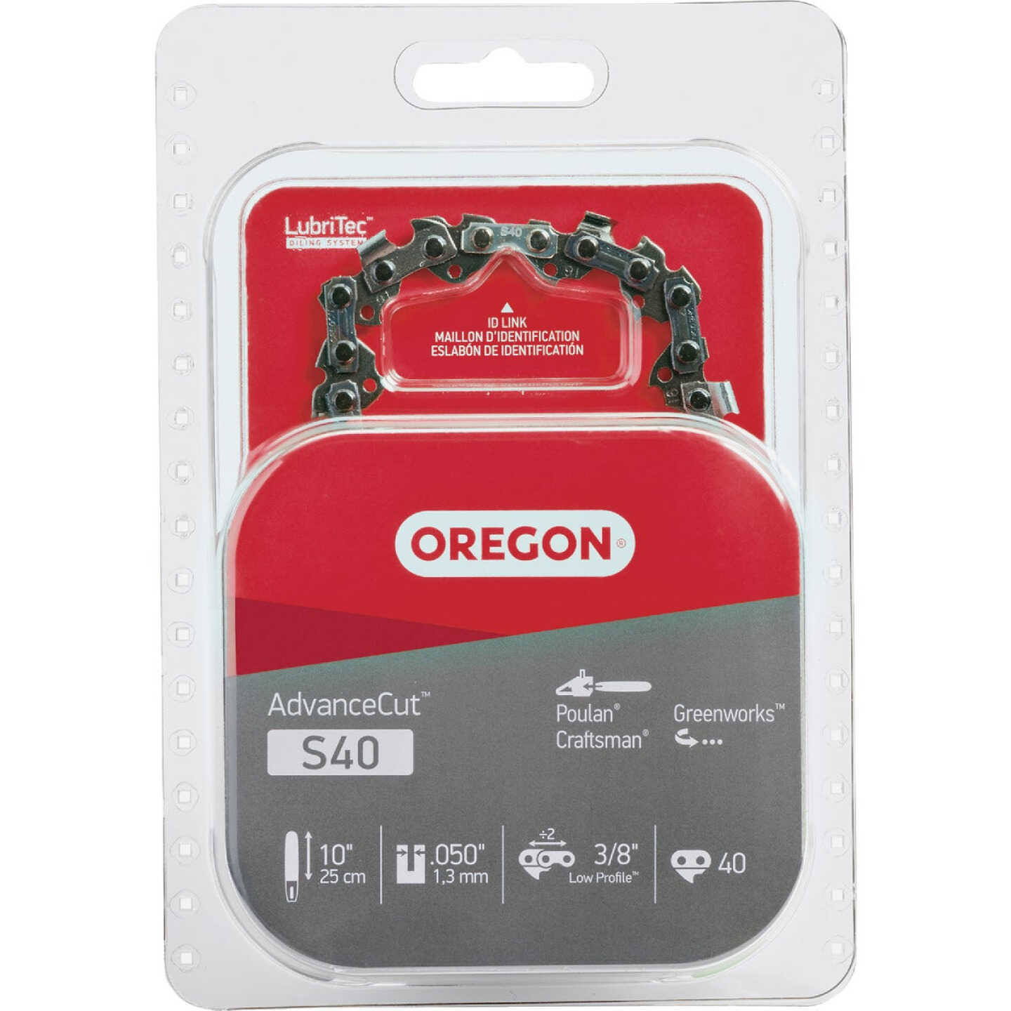 Oregon S40 AdvanceCut Chainsaw Chain for 10-Inch Bar -40 Drive Links fits Echo, Greenworks, Poulan and more Image 1