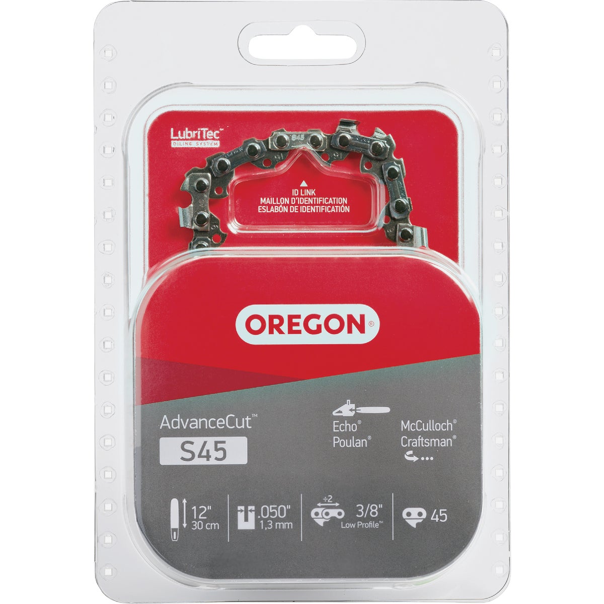 Oregon S45 AdvanceCut Saw Chain for 12 in. Bar - 45 Drive Links - fits Echo, Craftsman, Poulan, Makita, Remington, Husqvarna and more Image 1