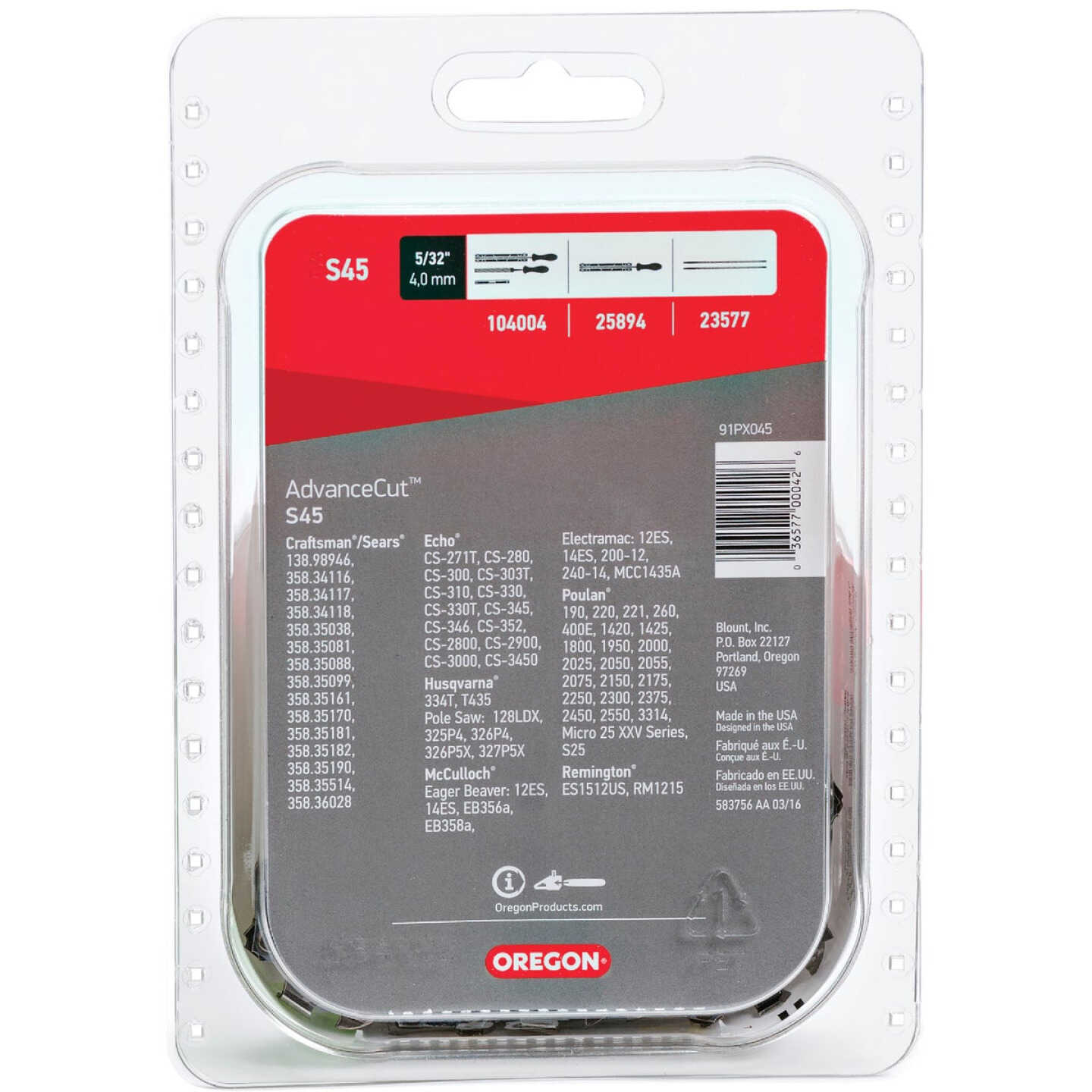 Oregon S45 AdvanceCut Saw Chain for 12 in. Bar - 45 Drive Links - fits Echo, Craftsman, Poulan, Makita, Remington, Husqvarna and more Image 7