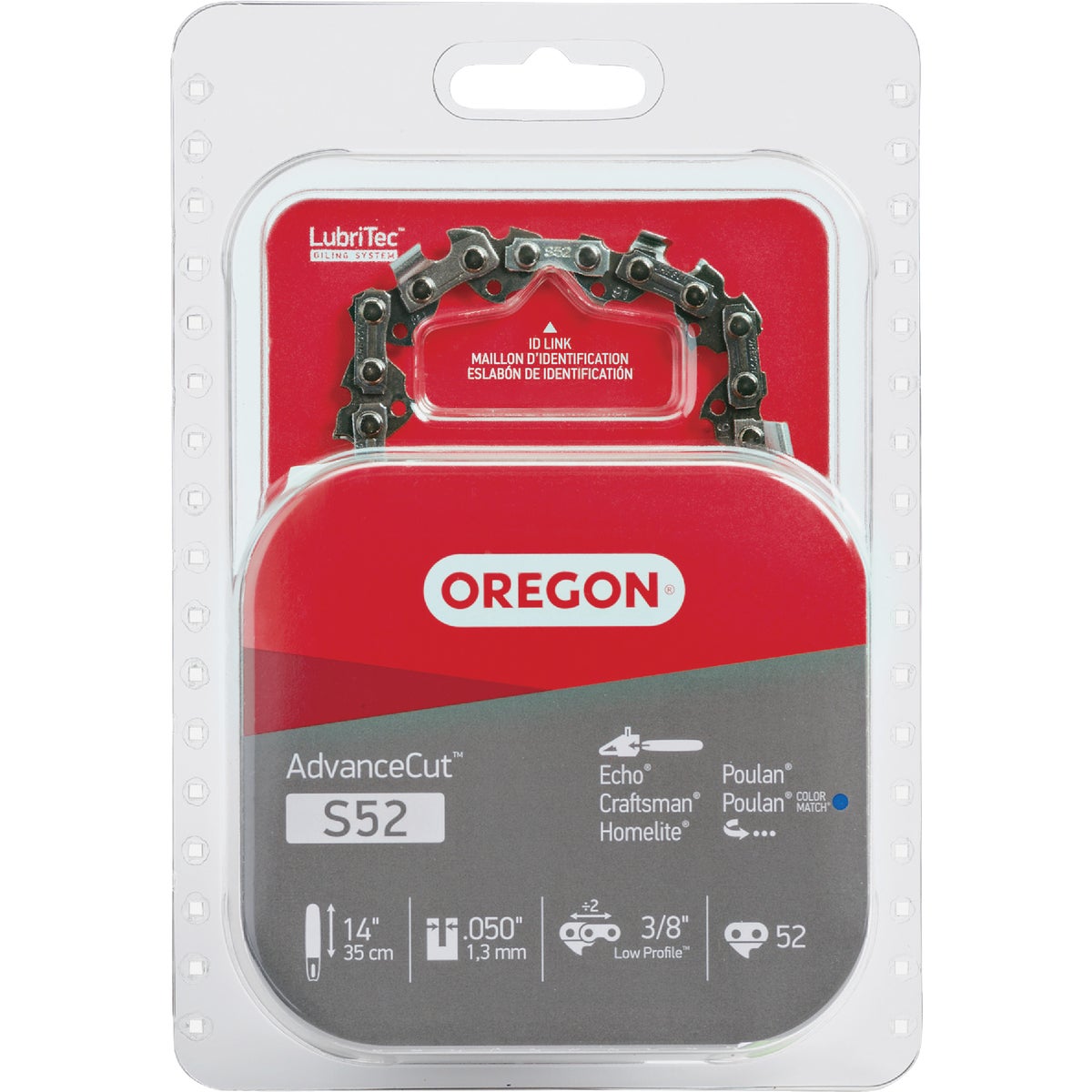 Oregon S52 AdvanceCut Chainsaw Chain for 14-Inch Bar -52 Drive Links   fits Echo, Craftsman, Poulan, Homelite, Makita Husqvarna and more Image 1