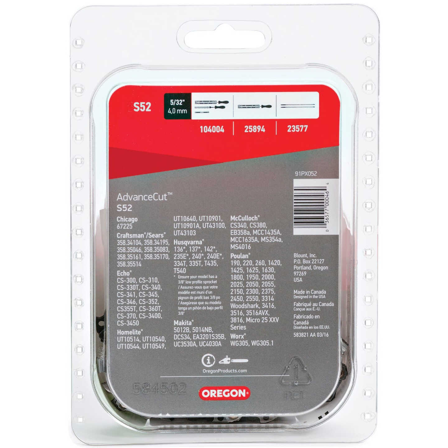 Oregon S52 AdvanceCut Chainsaw Chain for 14-Inch Bar -52 Drive Links fits Echo, Craftsman, Poulan, Homelite, Makita Husqvarna and more Image 7